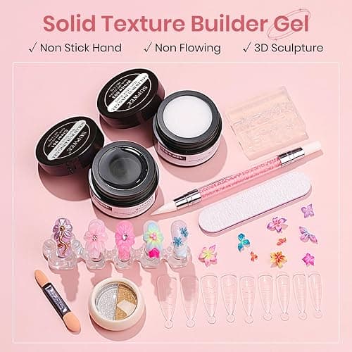 SUPWEE 3D Nail Art Gel Clear and White Solid Builder Gel for Nails | Non-Stick Hand 3d Sculpting Gel for Nail Art Molding Gel with Dual Form for Carving Pattern Decoration Nail Art Home Manicure thumbnail 3