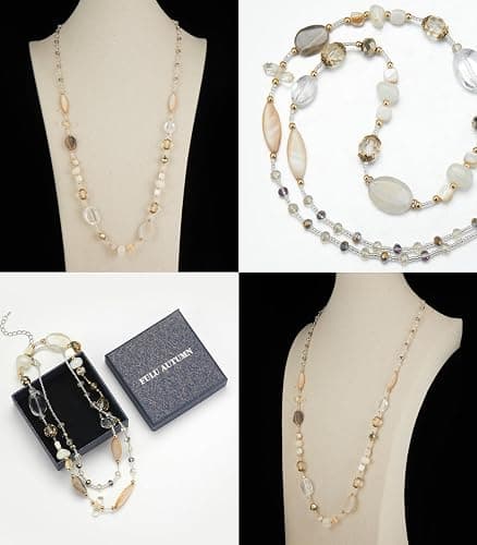 FULU AUTUMN Long Necklaces for Women Trendy Long Chunky Beaded Necklace Boho Fashion Costume Jewelry Mothers Day Gifts for Her thumbnail 6