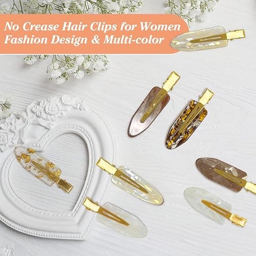 A AIKOOL 8 PCS No Bend No Crease Hair Clips- Creaseless Flat Hair Clips for Women with Golden Handle -Makeup Seamless Styling Hairpin, Colorful Small Makeup Clips for Bangs, Curls & Updos (Brown) thumbnail 5