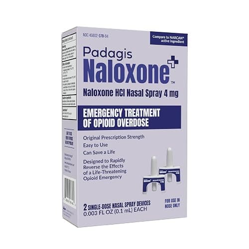 Padagis Naloxone HCI Nasal Spray, 4 mg – Emergency Treatment for Opioid Overdose - Rapid-Response Opioid Overdose Reversal, 2 Dose Single Use Nasal Spray - Image 1