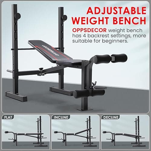 OPPSDECOR Weight Bench Set, Multi-Function Adjustable Bench Press with Squat Rack Leg Extension & Leg Curl Workout Bench Foldable Workout Bench Flat/Incline/Decline Upgrade Weight Benches for Home Gym thumbnail 3