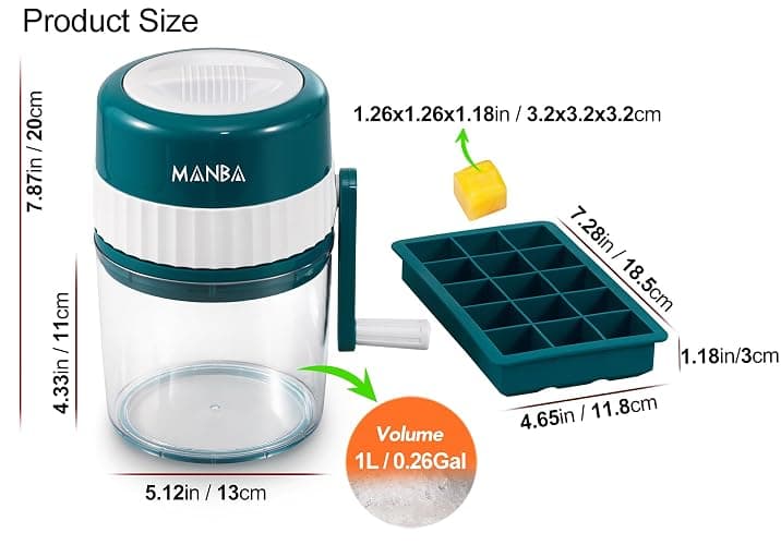 MANBA Ice Shaver and Snow Cone Machine - Premium Portable Ice Crusher and Shaved Ice Machine with Free Ice Cube Trays - BPA Free thumbnail 3