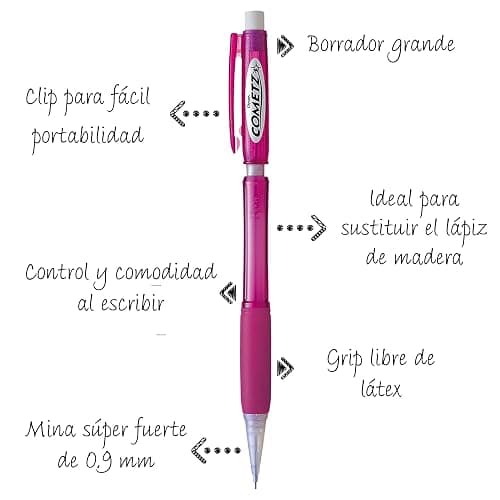 Pentel Cometz Automatic Pencil, 0.9mm, Pink Barrel, Box of 12 (AX119P) thumbnail 2