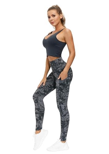 THE GYM PEOPLE Thick High Waist Yoga Pants with Pockets, Tummy Control Workout Running Yoga Leggings for Women thumbnail 6