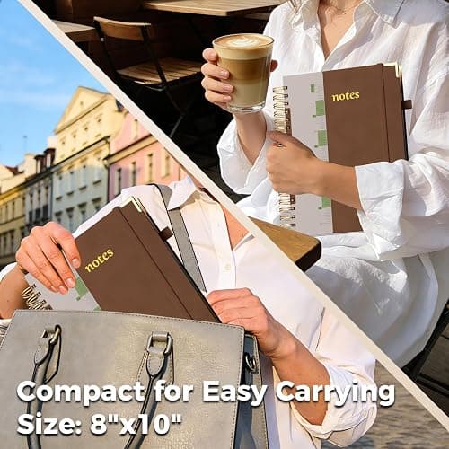 XYark Line Hardcover Spiral Notebook with Removable Dividers Tabs & Ruler, 5 Subject Notebook College Ruled, 300 Page, Large 8"x10" B5 Notebooks for Work School, Lined Journal for Women & Men, Brown thumbnail 8