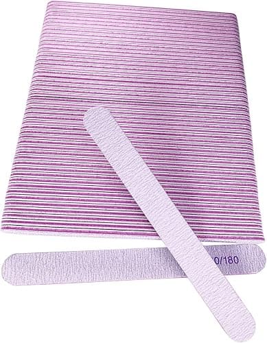 50 Pcs Nail File, Emery Board Nail Files for Acrylic Nails and Natural Nails, 100/180 Grit Double Sided Fingernail File Gel Nail Professional Reusable Washable Manicure Pedicure Kit Set Gray - Image 1