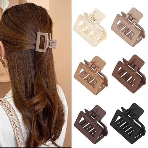 6 Pack Claw Clips Hair Clips for Women Girls Medium Rectangle 2 Inch Small Hair Clips for Thin or Medium Thick Hair thumbnail 6
