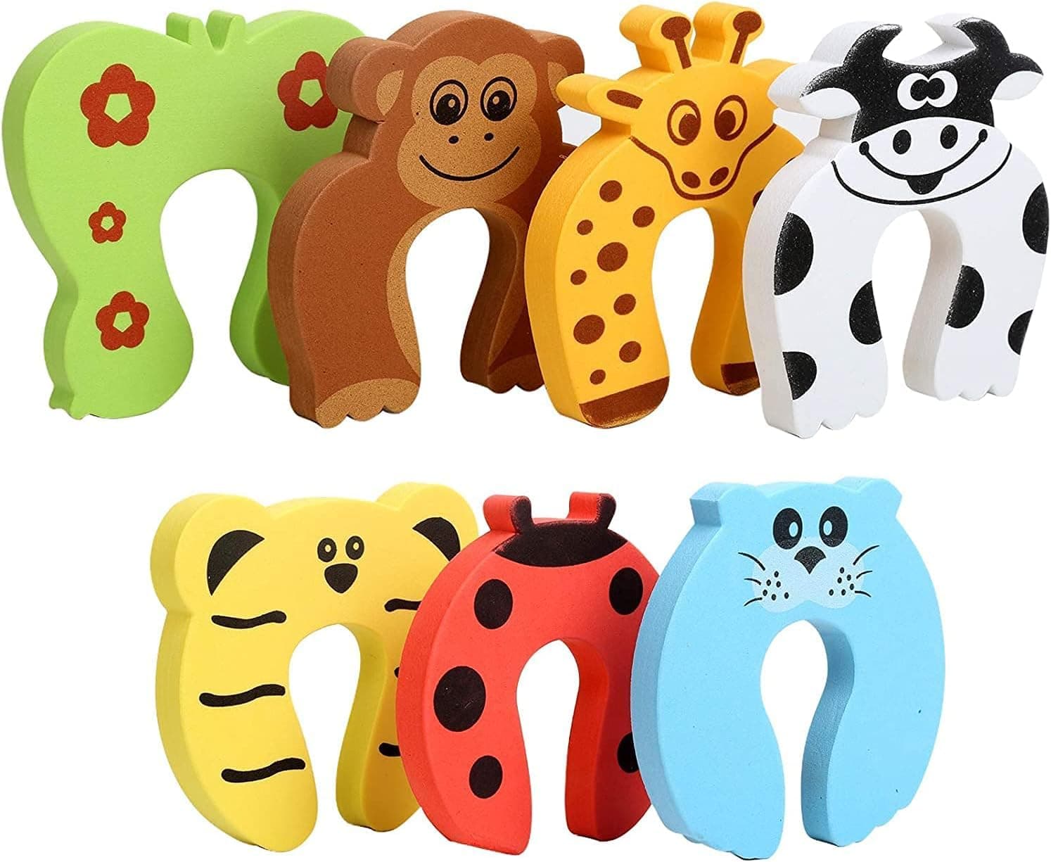 7Pcs Baby Safety Door Stop, Child Safety Door Guards, Animal Design Baby Finger Protector Prevent Finger Pinch Injuries, Slamming Door and Child Or Pet from Getting Locked in Room - Image 1
