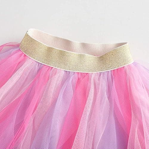 DXTON Girls Rainbow Flower Tulle Skirt Toddler Tutu Girls Clothes thumbnail 5