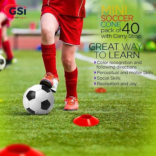 GSi Sports Cones - 40 Pack Training Cones for Agility Drills, Soccer & Sports Practice (Multiple Shapes) thumbnail 6