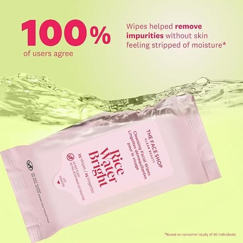 THE FACE SHOP Korean Rice Cleansing Wipes – Disposable Makeup Wipes for All Skin Types thumbnail 4