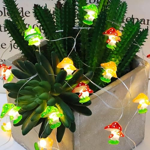 Curyidy Mushroom Fairy Lights 30 LED Copper String Lights with Remote Control & Battery Operated 3 Colors Cute Mushroom Novelty Decorative Lights for Bedroom, Home, Wall,Christmas Decor thumbnail 3