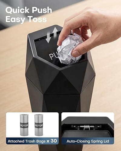 HOTOR Car Trash Can with Lid, Leakproof, Black, 2 Pack | Car Accessories for Interior, Garbage Can with 30 Attached Trash Bags, Multipurpose Organizer and Storage for Home & Office thumbnail 3