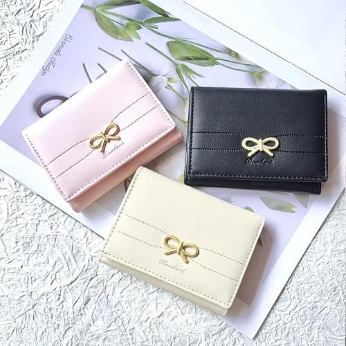 Sunwel Fashion Wallets Girls Cute Coquette Bow Small Wallet Aesthetic Card Holder ID Window Purse for Women (PINK) - PINK thumbnail 7