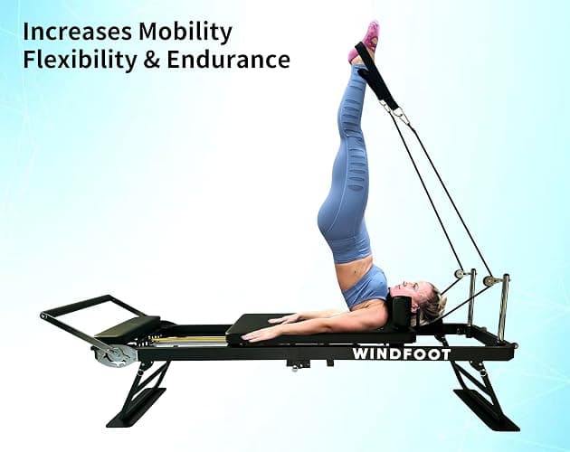 Pilates Reformer Machine Equipment with Springs & Cords for Home Workout, Foldable Pilates Equipment with Jump Board for All Level Users thumbnail 6