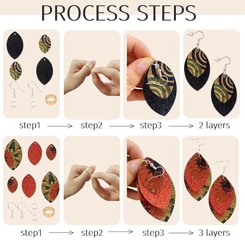 AOUXSEEM 321 Pcs Faux Leather Earrings DIY Making Kit for Beginners, Contains 96 Pre Cut Evil Eye Earring Pieces with Hooks Jump Rings Opener Earring Display Cards and Self-Adhesive Bags (Real Cork) thumbnail 5