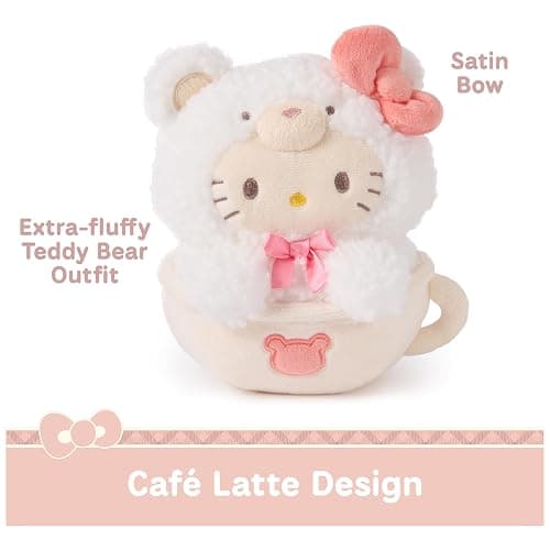 GUND Sanrio Official Hello Kitty Café Latte Teddy Bear Plush, Collectible Plush Toy, Stuffed Animal for Ages 1 and Up, White, 6” thumbnail 5