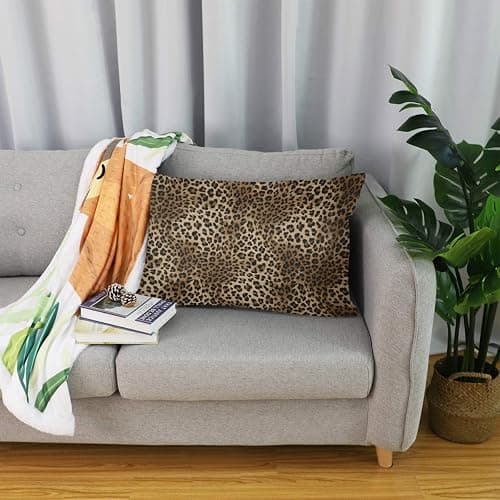Linomo Throw Pillow Cover 20x30 inch, Leopard Print Decorative Pillow Cases Cushion Cover for Couch Sofa Bed Home thumbnail 2