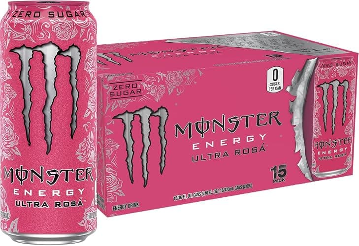 Monster Energy Ultra Rosa, Sugar Free Energy Drink, 16 Ounce (Pack of 15) - Image 1