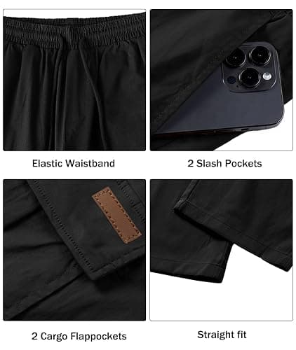 Comdecevis Men's Casual Cargo Pants Workout Joggers Stretch Sweatpants Hiking Drawstring Tactical Pants with Multi Pockets thumbnail 5