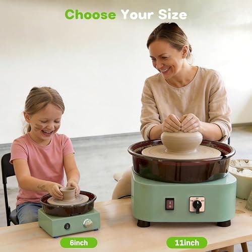 Alldeer Mini Pottery Wheel for Kids, Beginners, Adults, All-in-one Kit | 6" Clay Wheel, Two-Way Rotation, Adjustable Speed, Removable Splash Tray, 18PCS Sculpting Tools, Gift for Teens Girls Boys thumbnail 6