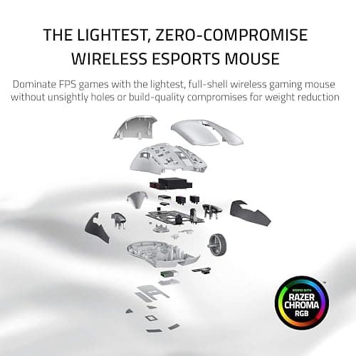 Razer Viper Ultimate Lightweight Wireless Gaming Mouse & RGB Charging Dock: Hyperspeed Wireless Technology - 20K DPI Optical Sensor - 74g Lightweight - 70 Hr Battery - Mercury White thumbnail 2