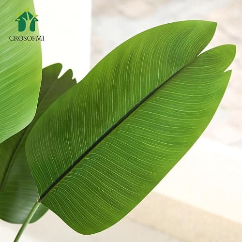CROSOFMI Künstliche Paradiesvogel Pflanze 150cm künstliche Tropische Palme mit 10 Blättern perfekte künstliche Pflanzen im Topf für drinnen und draußen Haus Büro Garten Moderne Dekoration（1 Pack） thumbnail 4
