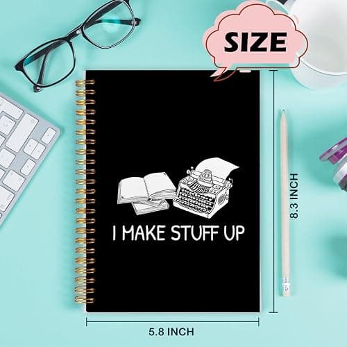 Yhtrg Funny Writer Spiral Notebooks, Gifts for Writers Journal Notebook, Authors Gifts Journals for Writing, I Make Stuff Up Humorous Typist Novelist Notebook for Note Taking, 5.5x8.3 Inch thumbnail 2