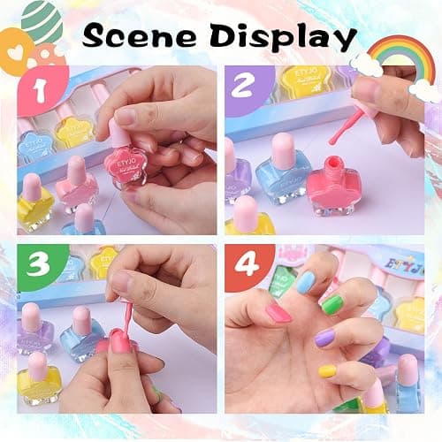 ETYJO Kids Nail Polish Set - Non-Toxic, Quick Dry Peel Off Nail Polish, 6 Rainbow Colors for Girls Age 3+ thumbnail 6