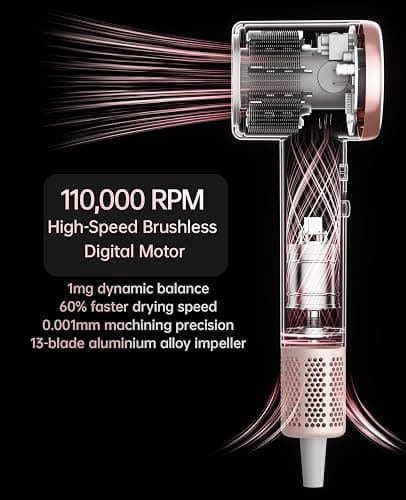 Hair Dryer with Diffuser, CONFU Hair Dryers for Women, Diffuser Hair Dryer High Speed Professional Ionic Blow Dryer for Fast Drying, Hair for Curly Hair for Home Travel thumbnail 3