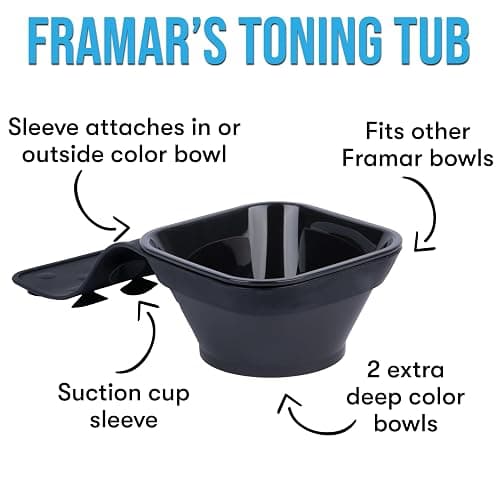 FRAMAR Toning Tub Hair Dye Bowl, Hair Color Bowls For Hairstylist – 2pc | Hair Color Bowl, Hair Color Mixing Bowl, Hair Dye Bowls, Suction to Sink or Shampoo Station For Easy Toning thumbnail 2