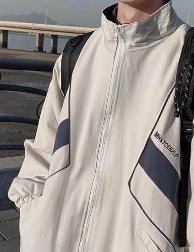 Wyeysyt Women's Y2k Jacket Zip Up Lightweight Windbreaker Jacket Varsity Oversized Sport Jacket Y2k Clothing 90s Jacket thumbnail 6