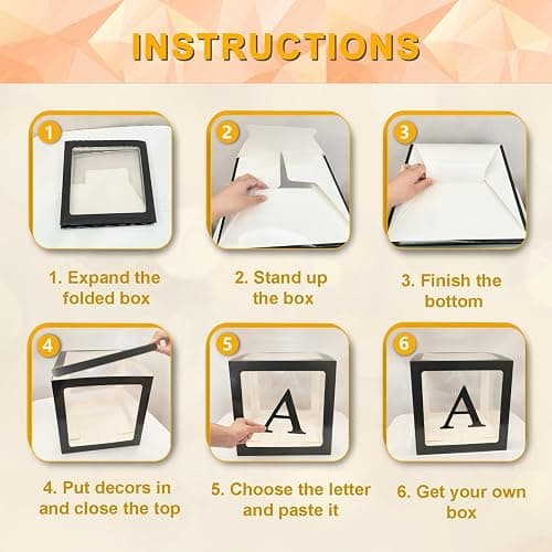 Ledido Transparent Balloon Boxes with 78 Letters Numbers Fairy Lights 6PCS | Black Clear Balloon Boxes with String Lights for Baby Shower Gender Reveal 2026 Hoco Party Birthday Anniversary Bridal Decor thumbnail 4