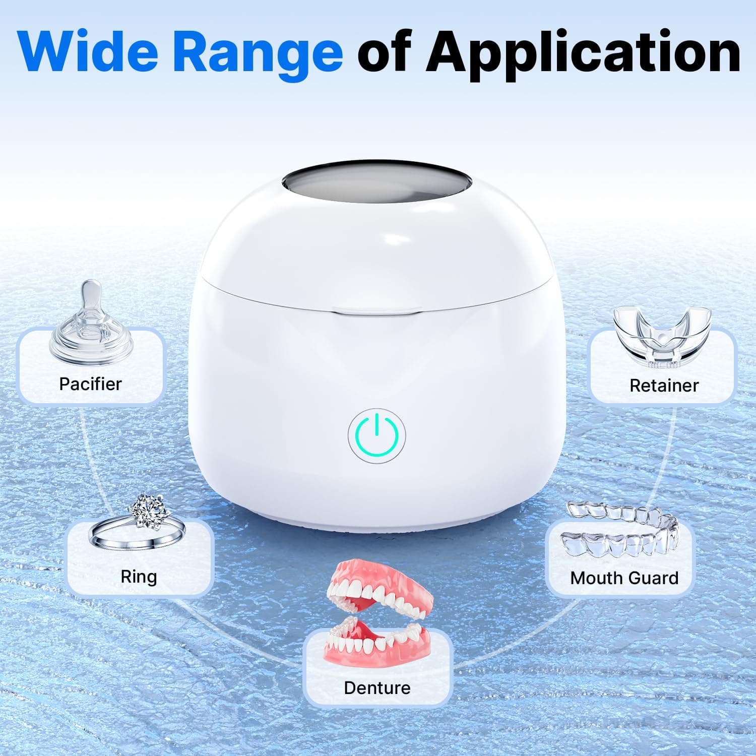 CXRUY Ultrasonic Retainer Cleaner - UV Dental Cleaning Pod Night Guard Cleaner for Dentures, Aligner, Braces, Toothbrush Heads, Jewelry (White) thumbnail 7