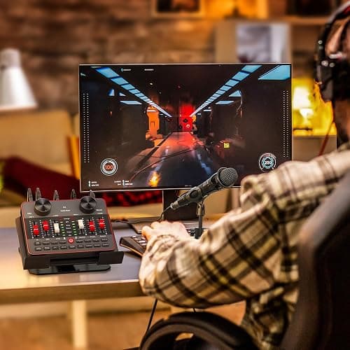 Podcast Equipment Bundle for 2 Mic Tiktok Video Content Creator Kit, Audio Interface DJ Mixer Sound Card/Board Condenser Microphone for Studio Smartphone/PC/Laptop Broadcast Recording thumbnail 9
