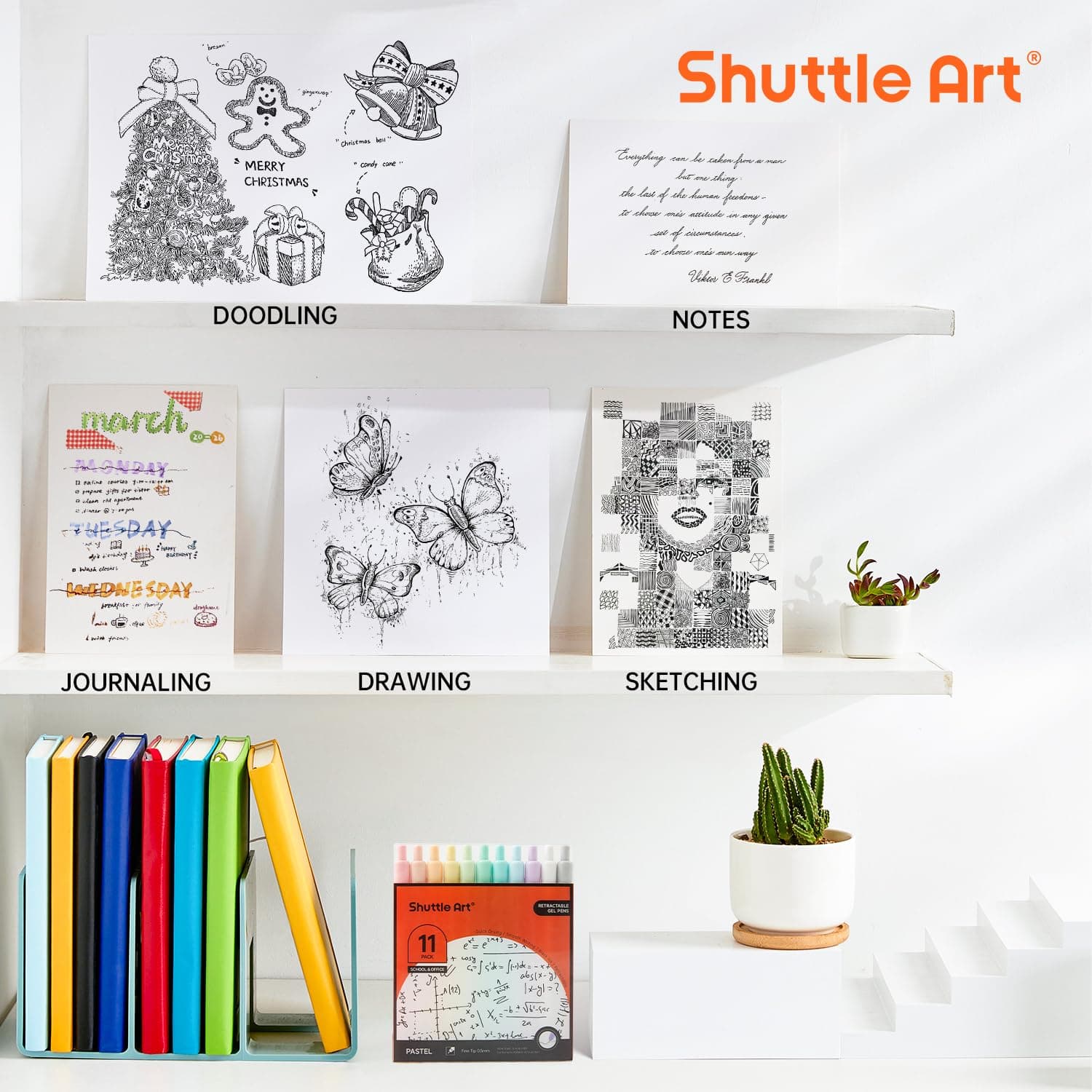 Shuttle Art Retractable Gel Ink Pens, 11 Pack Black Ink Pens, Cute Pens 0.5mm Fine Point for Writing Journaling Taking Notes School Office Home thumbnail 4