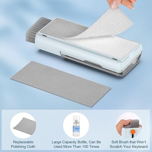 CleaniKu Keyboard Cleaner Laptop Cleaning Kit - 12 in 1 Computer Tech Cleaning Brush, Electronic Screen Cleaner with Multi-Function Cleaning Pen for MacBook, Tablet, iPhone, Earbuds, Camera, Lens thumbnail 8