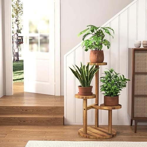 Bamworld Étagère Plante à 3 Niveaux, Porte Plante Intérieur Extérieur, Support Plante, Meuble Plante pour Fleurs, Terrasse, Jardin, Balcon, Salon. thumbnail 6