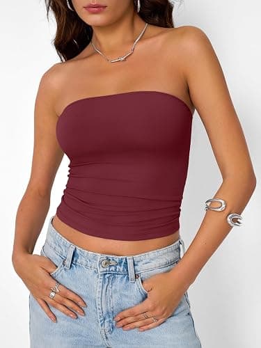 Trendy Queen Women's Strapless Bandeau Crop Top thumbnail 2