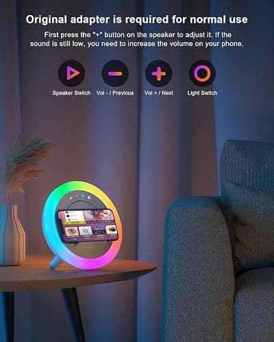 Swarmir Bluetooth Speaker with Lights, Wireless Charging Speaker, Best Birthday Gift Ideas Teenage,Applicable for Bedroom/Teen Girl Gifts(5W Wireless Charging) thumbnail 2