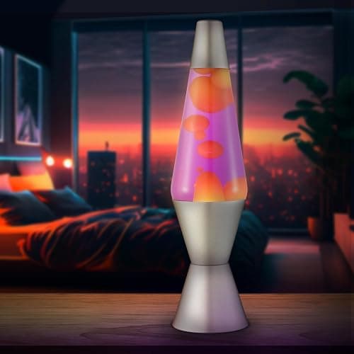 Lava Lamp 2125, Yellow Wax, Purple Liquid, Silver Base and Cap, Original 14.5 inch LAVA Motion Lamp to Illuminate Your Mood thumbnail 2