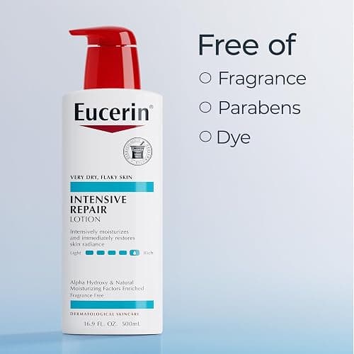 Eucerin Intensive Repair Body Lotion for Dry Skin with Alpha Hydroxy, Moisturizes, Exfoliates and Conditions, Fragrance Free and Paraben Free, Holiday Gifts for Self Care, 16.9 Fl Oz Bottle thumbnail 7