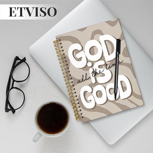 ETVISO Beige Wavy Bible Journal Notebook for Women, Inspirational Christian Gifts for Women, Prayer Bible Supplies Journal, Church Notes Notebook, Cute Preppy Hardcover Spiral Notebooks 5.5x8.3 thumbnail 6