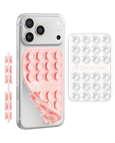 Suction Grip for Phone Case, Double Sided Silicone Suction Phone Mount, Non-Slip Strong Sticky Holder, Hands-Free for Selfie & Video (Pink&Clear) - Image 1