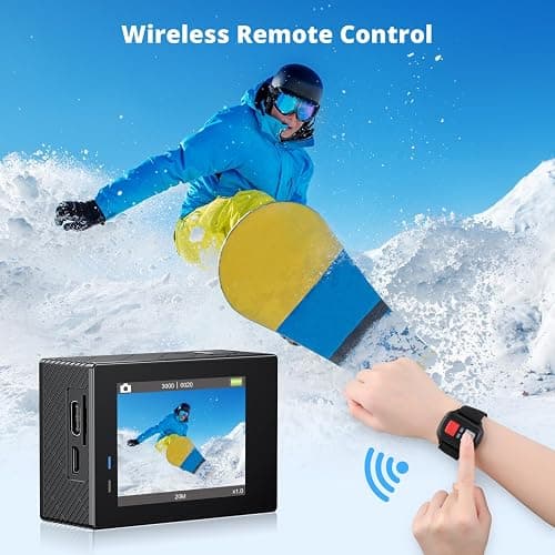 AKASO Brave 4 4K30fps 20MP WiFi Action Camera Ultra Hd with EIS 131ft Waterproof Camera Remote Control 5xZoom Underwater Camcorder with 2 Batteries and Bicycle Helmet Accessories Kit thumbnail 5