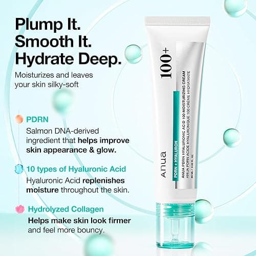 ANUA PDRN Hyaluronic Acid 100 Moisturizing Cream, Lightweight Hydrating Moisturizer with Salmon DNA, Hyaluronic Acid, Collagen For Glass Skin, Korean Skin Care (60ml / 2.02 fl. oz) thumbnail 3