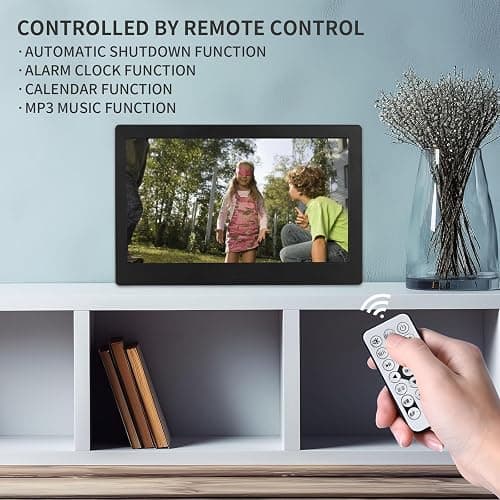Haipky 7" HD IPS Digital Photo Frame - 1080P Video, Auto On/Off, Image Preview, MP3, Calendar, Clock, Remote Control, Black thumbnail 5