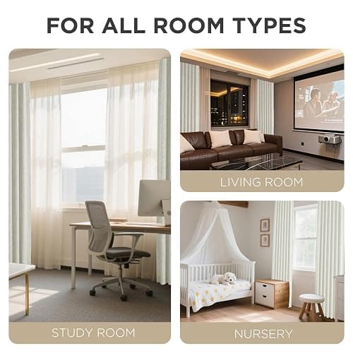Joydeco Blackout Curtains for Bedroom - 84 Inch Long 100% Light Blocking 2 Panels Light Beige Drapes, Thermal Insulated Room Darkening Curtains, Linen Textured for Living Room, Rod Pocket & Back Tabs thumbnail 8