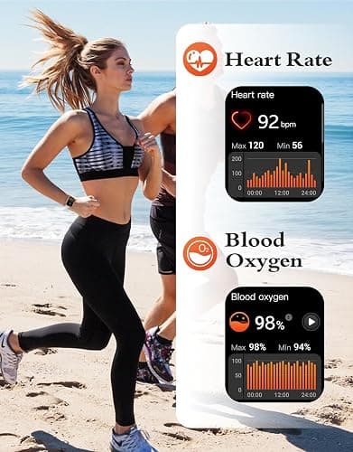 Smart Watch Answer/Make Call,Smart Watches for Women Men 1.85"HD Screen | Fitness watch with SpO2 Heart Rate Sleep Monitor Step Counter IP68 Waterproof 100+ Sports Mode for Android iOS (2 Bands) thumbnail 4