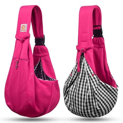 TOMKAS Dog Sling Carrier for Small Dogs Puppy Carrier for Small Dogs (Rose red, Adjustable Strap for 3-10 lbs & Zipper Pocket) thumbnail 6
